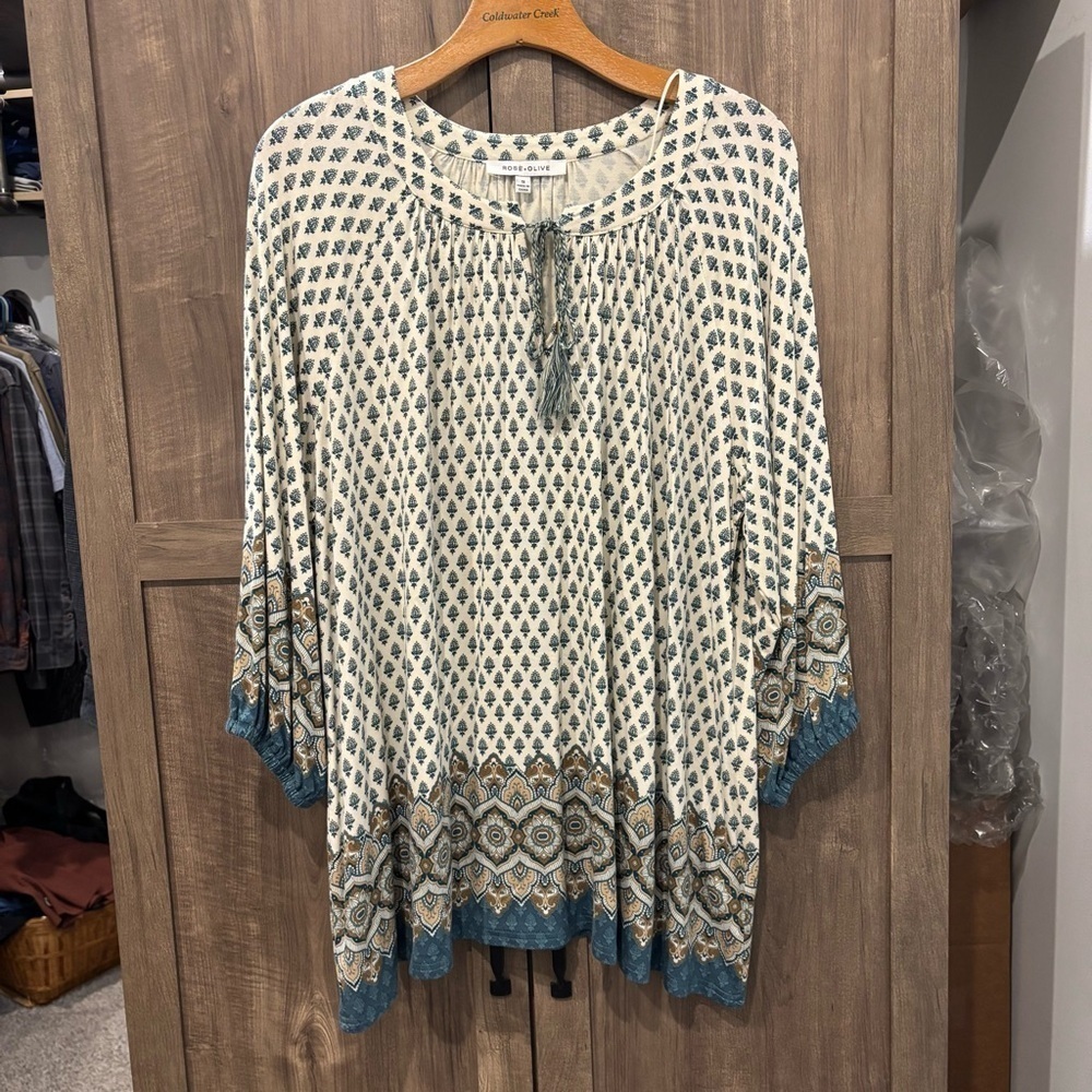 Rose & Olive 1X Tunic Top Boho Printed